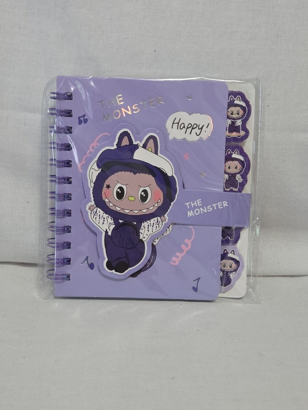 light purple Labubu tabbed mini notebook